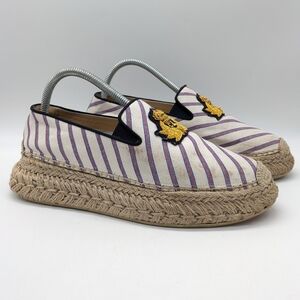 Christian Louboutin Red White Blue Striped Canvas Espadrilles 39